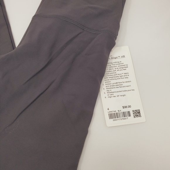 [ NWT ] Size 4 Lululemon Align Hr Pant Black 25" - Picture 2 of 4